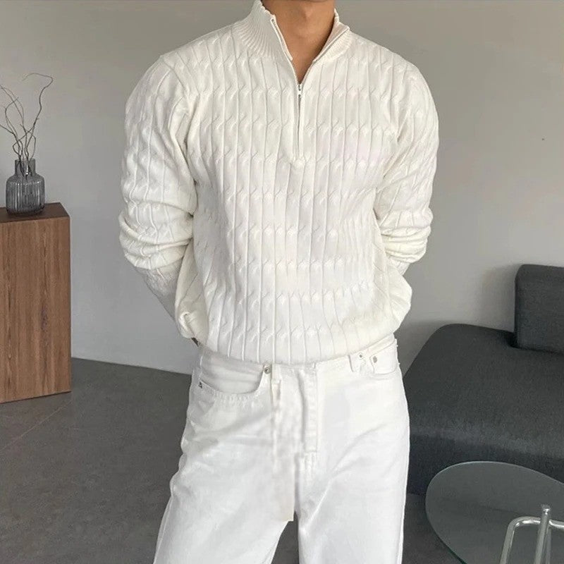 ZIPPED WHITE SWEATER | CHARM CULTURE™