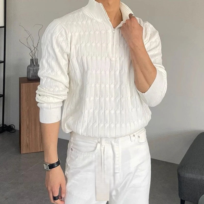 ZIPPED WHITE SWEATER | CHARM CULTURE™